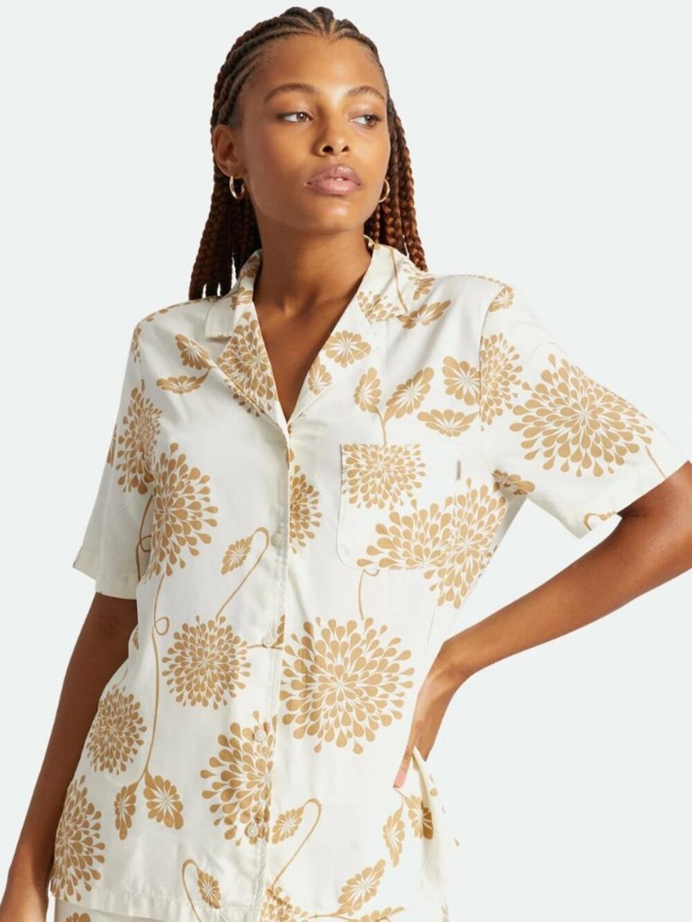 Brixton Bunker Garden Floral short sleeve shirt Dove